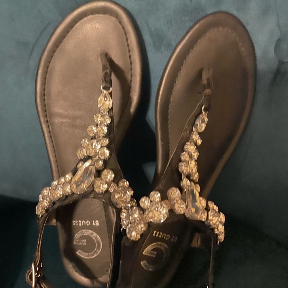 Guess Black Sandals with Rhinestone Embellishments
